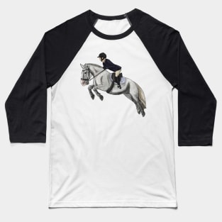 Dappled Grey Cob Showjumping - Commission Baseball T-Shirt